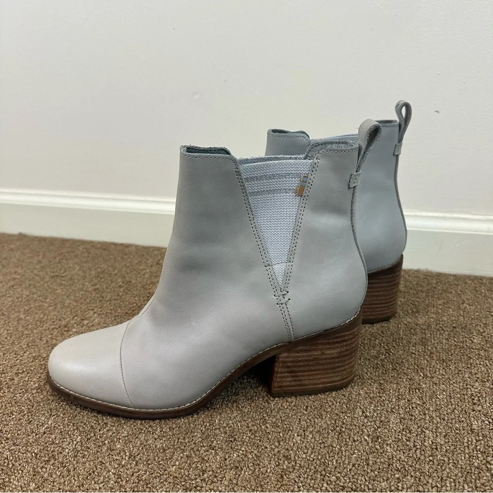 TOMS Glacier Gray Leather Women's Esme Boots Size 10 Women's